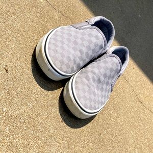 These vans are gray and white tiles designed still in great condition as well.